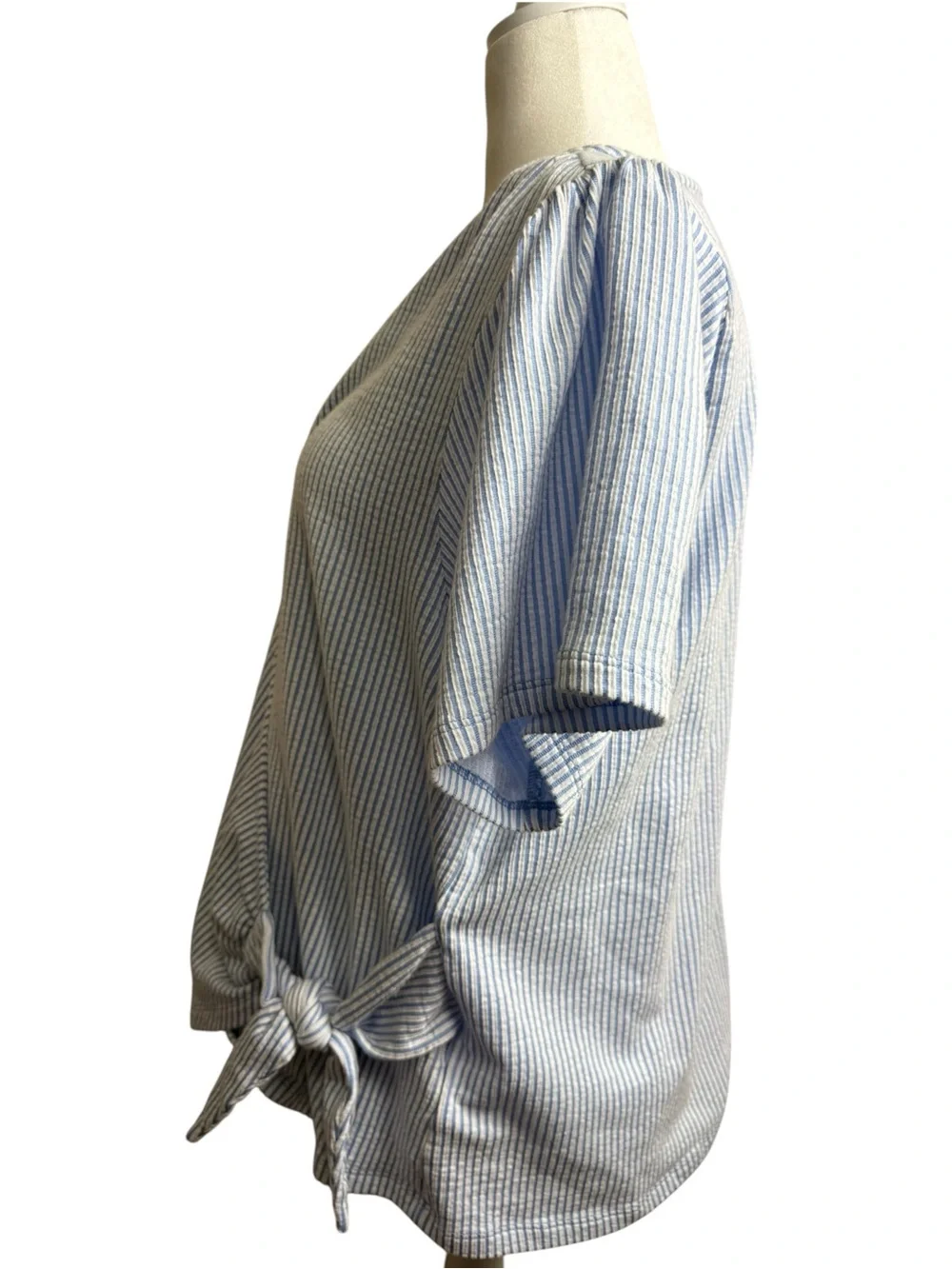 Michael Kors Light Blue Striped Wrap Blouse size 2X